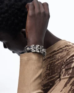 Personsoul Top-Grain Cowhide Hardware Xuan Bird Bracelet Black