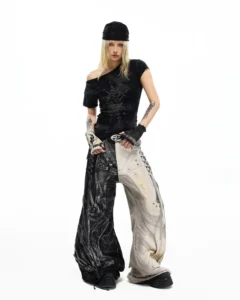 Personsoul Deconstructed Flared Patchwork Denim Jeans