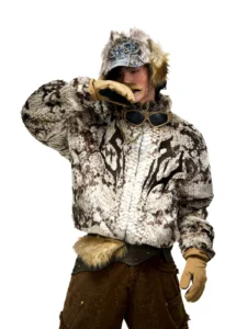 StayHumble Snake Print Faux Fur Jacket